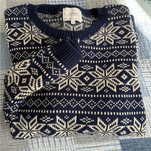 Topman Men's Sweater in Navy and Cream